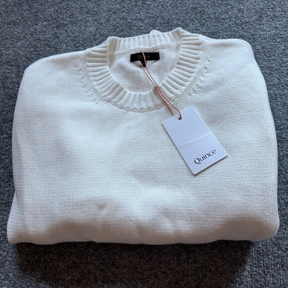 Quince Sweaters - Quince 100% Organic Cotton Boyfriend Crew Sweater Ivory Medium